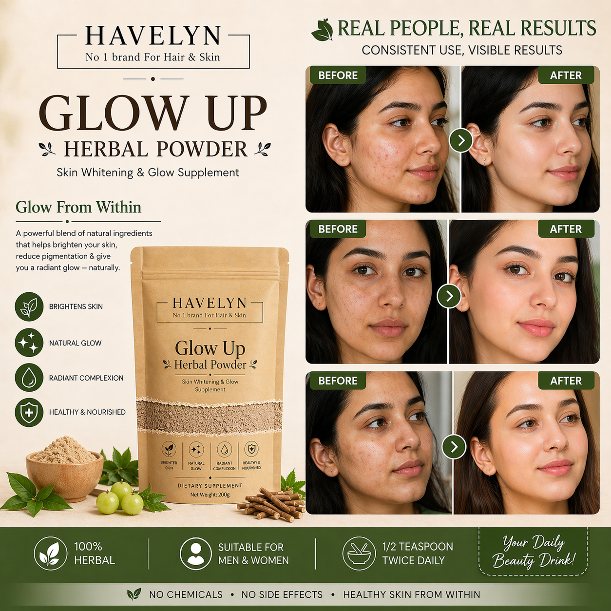Glow up herbal powder